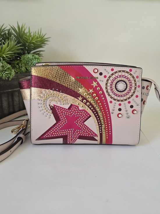 Michael Kors Handbags - Michael Kors Selma Studded Firework Messenger Crossbody Bag Pink Multi
